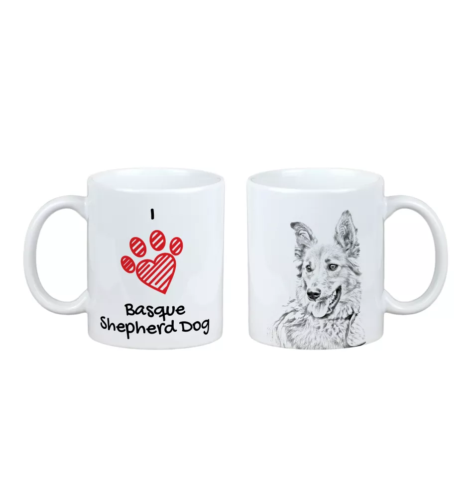 Berger basque - tasse avec chien, une tasse adorable avec une illustration, un cadeau avec votre photo de la marque Art-Dog