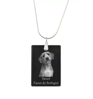Basset Fauve de Bretagne, Fawn Brittany Basset - Crystal pendant with dog, silver necklace with photo, personalised pendant by Art-Dog brand
