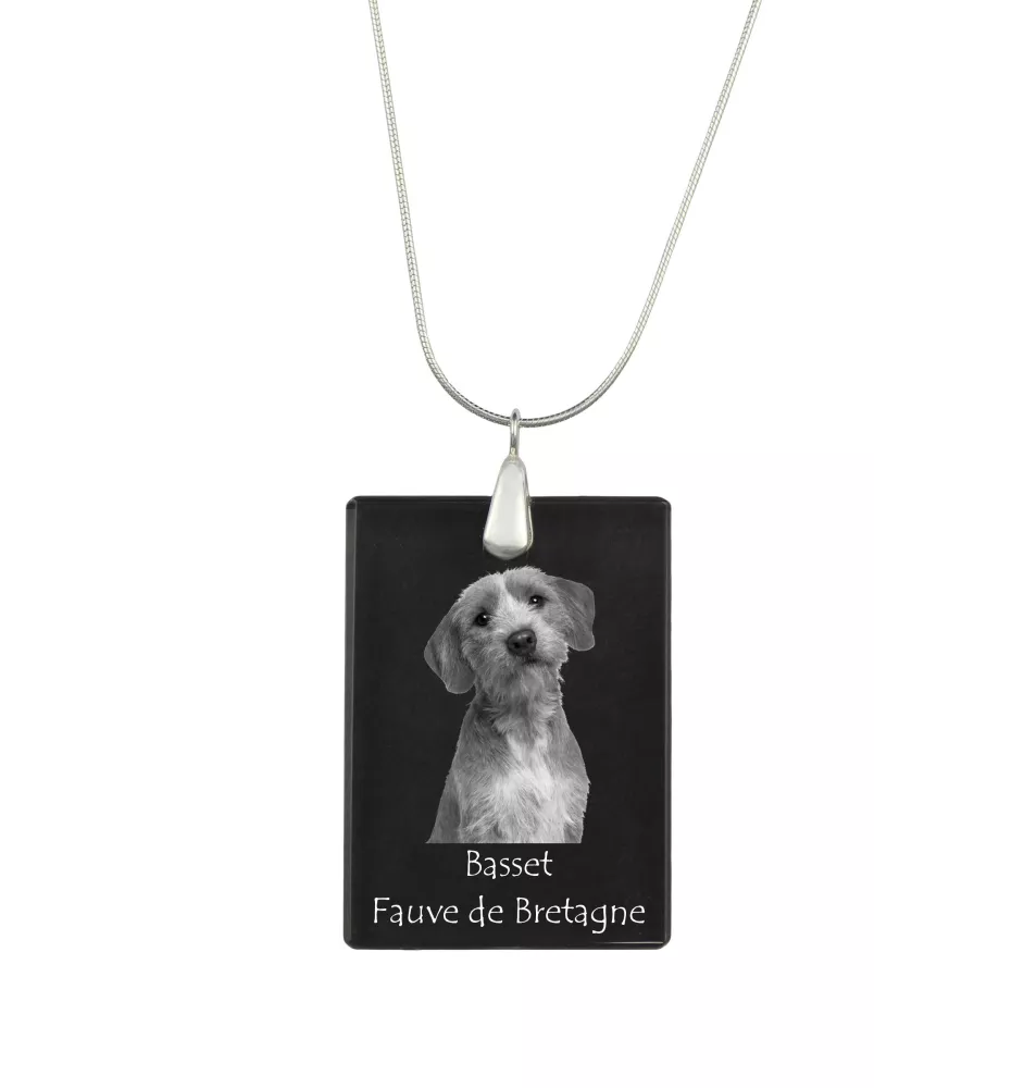 Basset Fauve de Bretagne - Kristallanhänger mit Hund, Silberhalskette mit Foto, personalisierter Anhänger der Marke Art-Dog