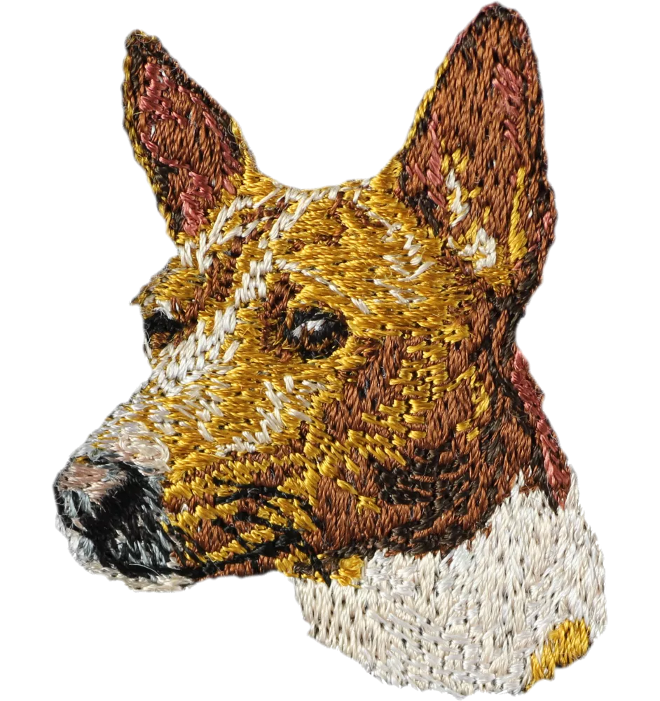 Basenji, African bush dog, Congo dog - dog-shaped patch, embroidered patch, unique decoration for Art-Dog backpack