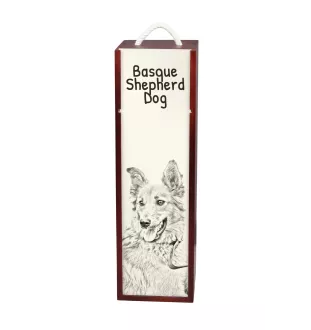 Berger basque - boîte à vin avec chien, boîte à alcool avec graphisme, boîte cadeau personnalisée de la marque Art-Dog