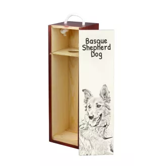 Basque Shepherd Dog, Basque Sheepdog - wine box with a dog, alcohol box with graphics, personalized gift box from the Art-Dog brand