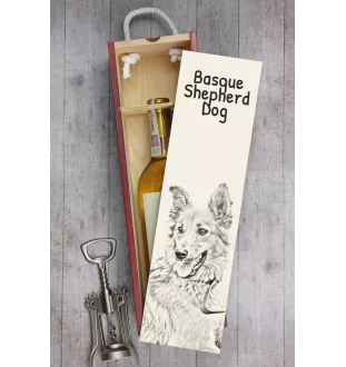 Basque Shepherd Dog, Basque Sheepdog - wine box with a dog, alcohol box with graphics, personalized gift box from the Art-Dog brand