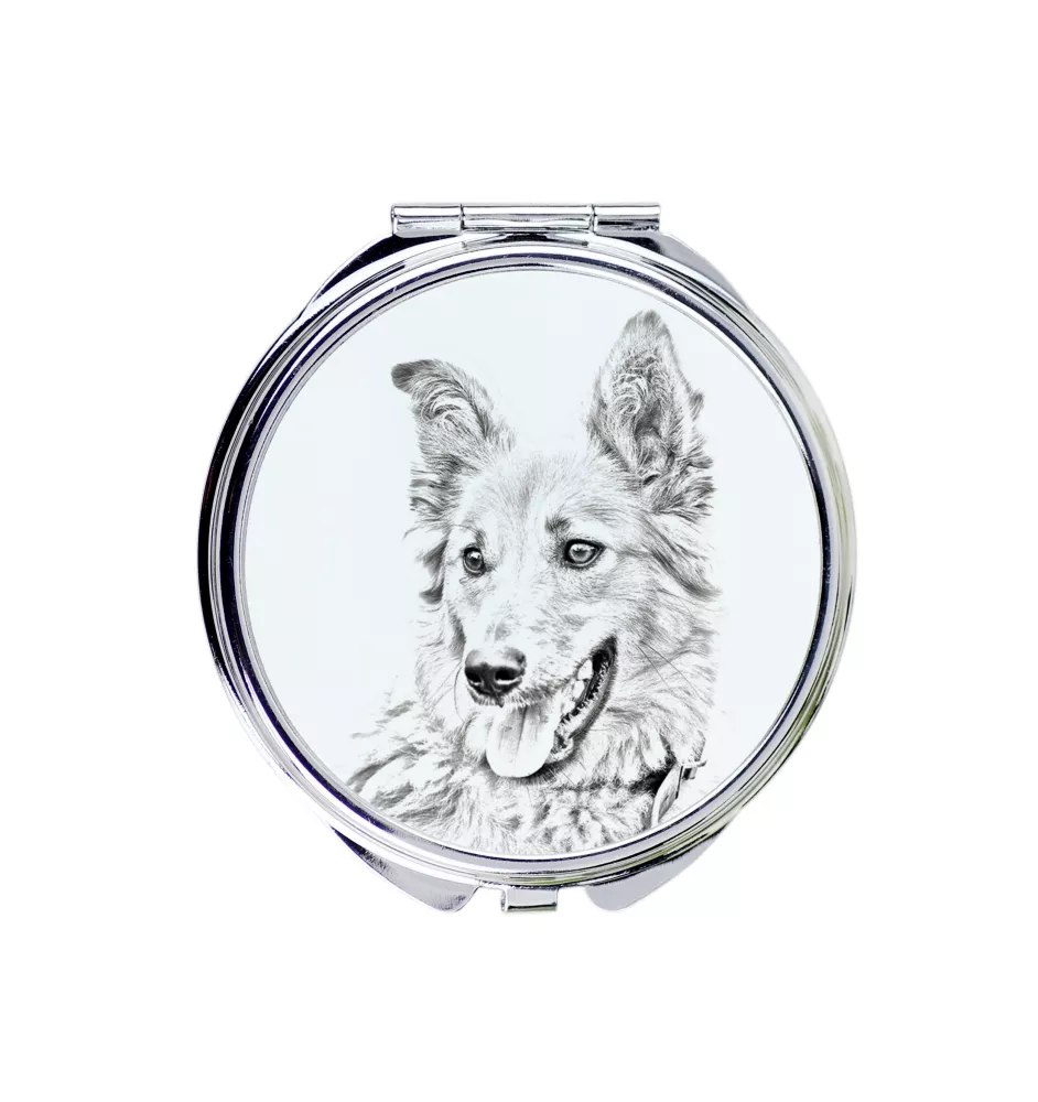 Basque Shepherd Dog, Basque Sheepdog - Pocket mirror with a dog, personalized mirror for a purse, compact mirror with Art-Dog brand print.