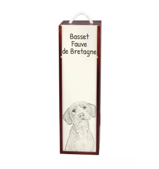 Basset Fauve de Bretagne - boîte à vin avec chien, boîte à alcool avec graphisme, boîte cadeau personnalisée de la marque Art-Dog