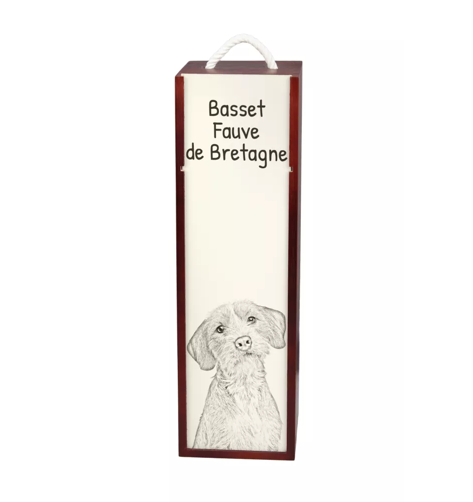Basset Fauve de Bretagne, Fawn Brittany Basset - wine box with a dog, alcohol box with graphics, personalized gift box from the Art-Dog brand