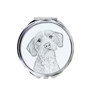 Basset Fauve de Bretagne, Fawn Brittany Basset - Pocket mirror with a dog, personalized mirror for a purse, compact mirror with Art-Dog brand print.