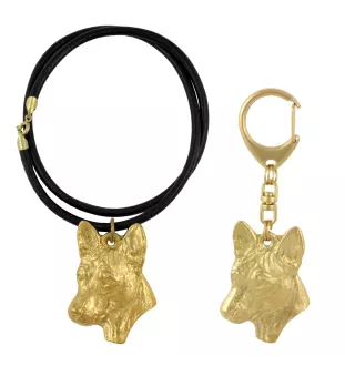 Basenji, African bush dog, Congo dog - keychain and necklace with a dog in a box, high-quality gold-plated product, Art-Dog brand