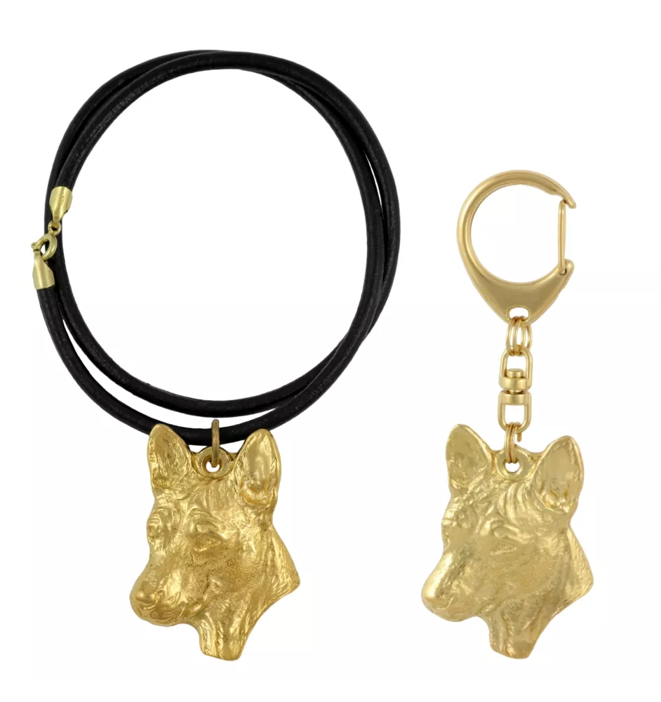 Basenji, Kongo-Terrier - Schlüsselanhänger und Halskette mit Hund in einer Box, vergoldetes Produkt von hoher Qualität, Marke Art-Dog