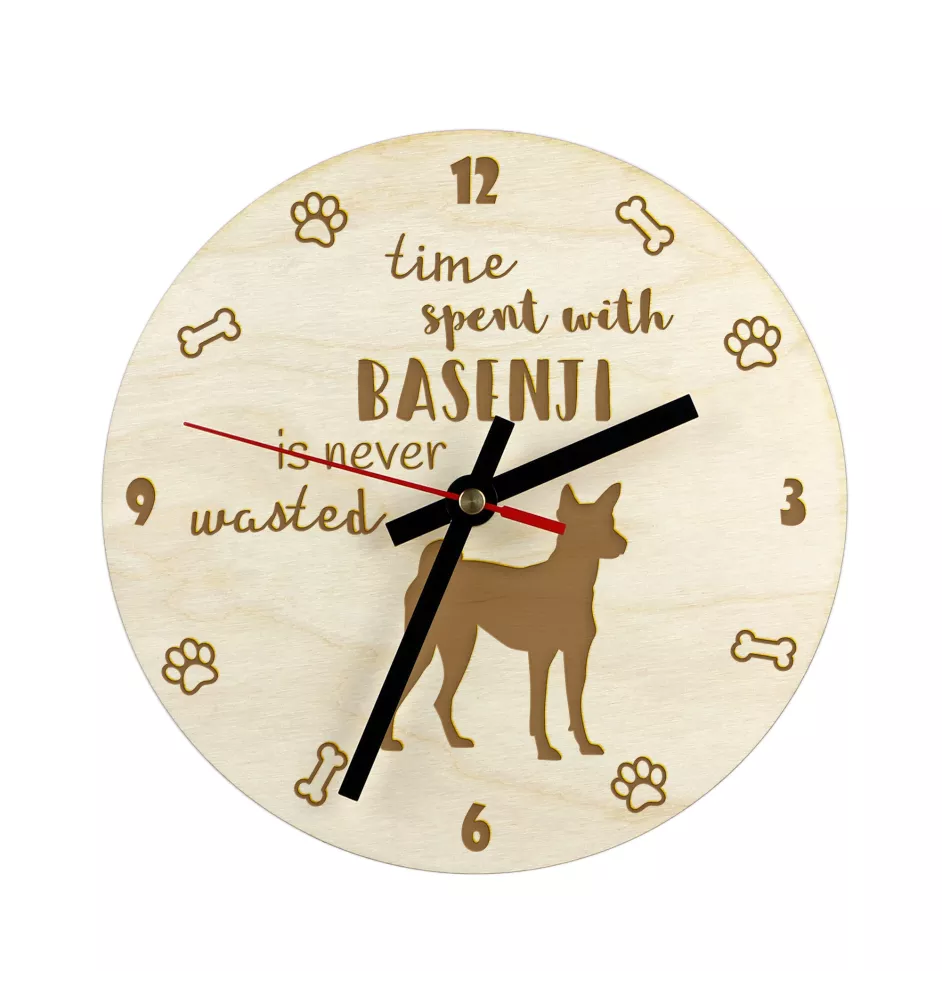 Basenji, Kongo-Terrier - Hundeuhr, Holzuhr, Wanduhr für Hundefreunde, Tisch- und Regaluhr, Art-Dog