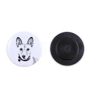 Basenji, Kongo-Terrier Magnet mit einem Hundepfotenabdruck, außergewöhnlich leicht, starker Magnet, handgefertigtes Produkt der Marke Art-Dog