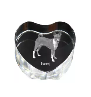 Basenji, Kongo-Terrier - Hundebild im Kristall, Kristallherz, einzigartiger Bilderrahmen der Marke Art-Dog