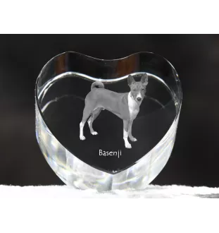 Basenji, Kongo-Terrier - Hundebild im Kristall, Kristallherz, einzigartiger Bilderrahmen der Marke Art-Dog