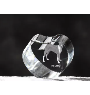 Basenji, African bush dog, Congo dog - a photo of a dog in crystal, crystal heart, unique photo frame from the Art-Dog brand