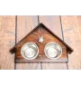 Basenji, African bush dog, Congo dog - wooden stand with bowls for a dog, decorative dog bowls, a gift for adopting a dog from the Art-Dog brand