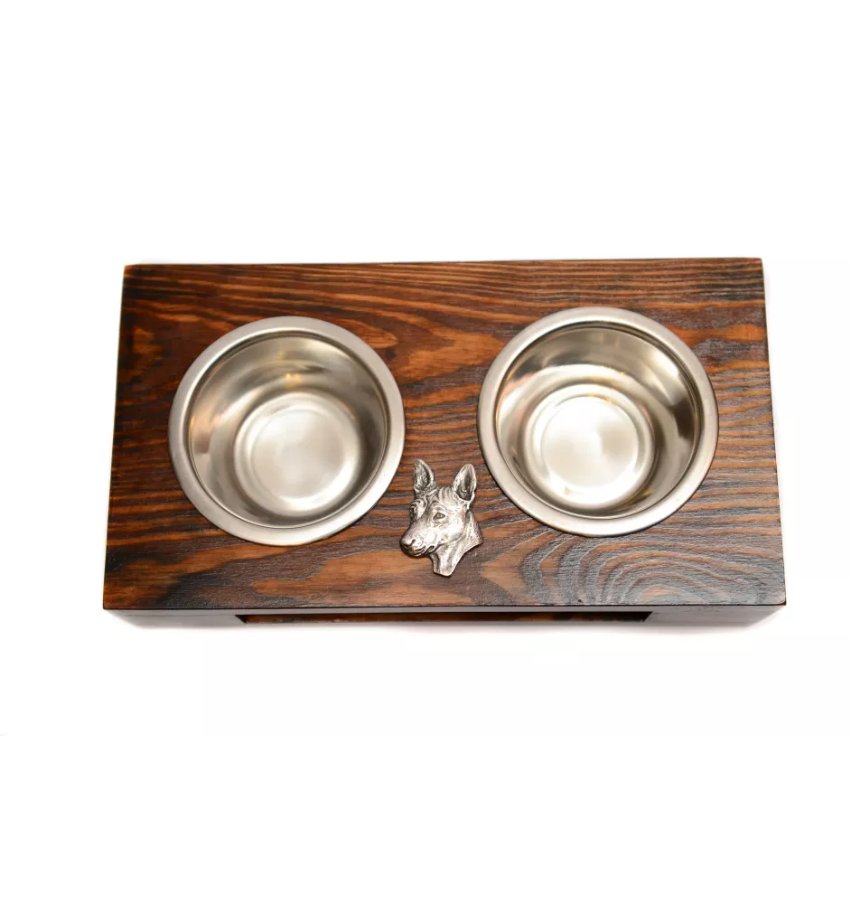 Basenji, Kongo-Terrier - Holzständer mit Näpfen für Hunde, Edelstahlnäpfe, Geschenk zur Adoption eines Hundes von der Marke Art-Dog