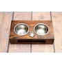 Basenji, African bush dog, Congo dog - wooden stand with bowls for a dog, steel dog bowls, a gift for adopting a dog from the Art-Dog brand