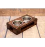 Basenji, African bush dog, Congo dog - wooden stand with bowls for a dog, steel dog bowls, a gift for adopting a dog from the Art-Dog brand