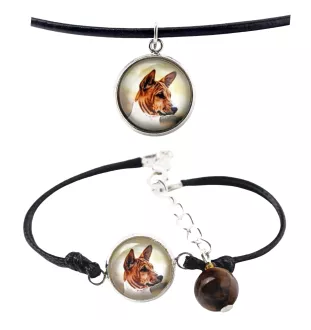 Basenji, Terrier Nyam-Nyam, Terrier du Congo - ensemble de bijoux avec votre photo, ensemble fait à la main, bracelet et collier de la marque Art.-Dog