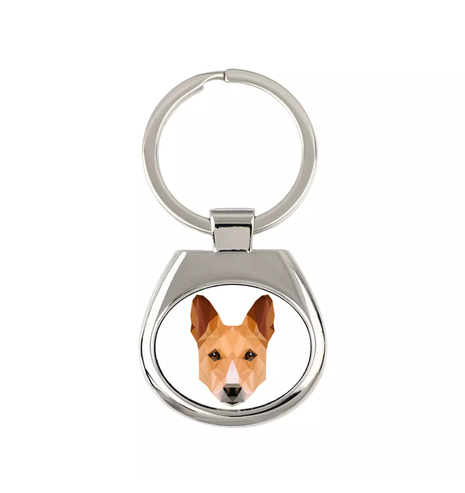 Basenji, Terrier Nyam-Nyam, Terrier du Congo - porte-clés géométrique avec photo et inscription Art-Dog