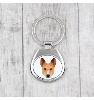 Basenji, Kongo-Terrier - geometrischer Schlüsselanhänger mit Foto und Aufschrift Art-Dog