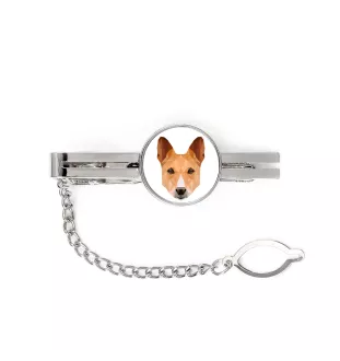 Basenji, African bush dog, Congo dog - geometric tie clip with a picture and inscription from Art-Dog