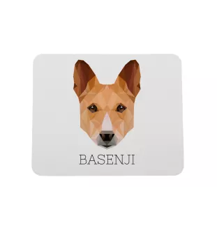 Basenji, Kongo-Terrier - geometrisches Mauspad mit Bild und Aufschrift von Art-Dog