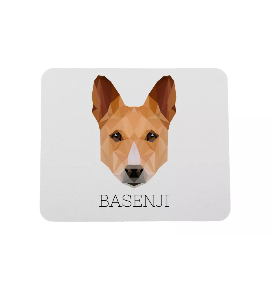 Basenji, African bush dog, Congo dog - geometric mouse pad with a picture and text by Art-Dog