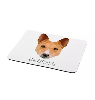 Basenji, African bush dog, Congo dog - geometric mouse pad with a picture and text by Art-Dog