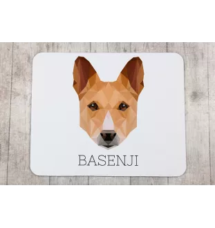 Basenji, African bush dog, Congo dog - geometric mouse pad with a picture and text by Art-Dog