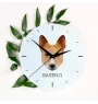 Basenji, Kongo-Terrier - geometrische Wanduhr mit Bild und Aufschrift der Marke Art-Dog