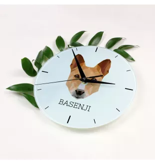 Basenji, Terrier Nyam-Nyam, Terrier du Congo - horloge murale géométrique avec photo et logo de la marque Art-Dog