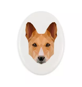 Basenji, Terrier Nyam-Nyam, Terrier du Congo - une plaque avec une photo et un motif géométrique de la marque Art-Dog