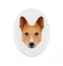 Basenji, Kongo-Terrier - Fliese mit geometrischem Bild und Schriftzug der Marke Art-Dog