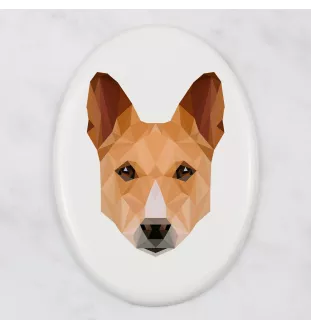 Basenji, Kongo-Terrier - Fliese mit geometrischem Bild und Schriftzug der Marke Art-Dog