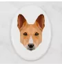 Basenji, Kongo-Terrier - Fliese mit geometrischem Bild und Schriftzug der Marke Art-Dog
