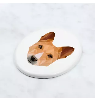 Basenji, Kongo-Terrier - Fliese mit geometrischem Bild und Schriftzug der Marke Art-Dog