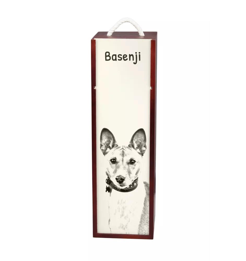 Basenji, African bush dog, Congo dog - wine box with a dog, alcohol box with graphics, personalized gift box from the Art-Dog brand