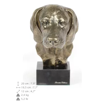 Bayerischer Gebirgsschweisshund - Hundestatue, Büste auf Steinsockel, Skulptur, Trophäe für Hundeausstellung der Marke Art-Dog