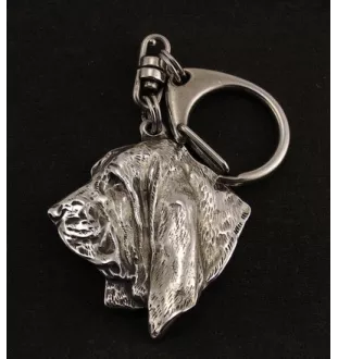 Basset Hound I - Versilberter Schlüsselanhänger mit Hund, Handtaschen-Dekoration, Rucksack-Anhänger der Marke Art-Dog