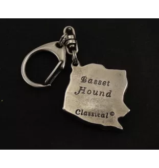 Basset Hound I - Silver-plated key ring with dog, handbag decoration, backpack pendant by Art-Dog brand