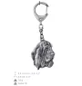 Basset Hound III - Porte-clés argenté avec chien, décoration de sac à main, pendentif de sac à dos par la marque Art-Dog