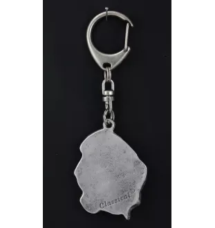 Basset Hound III - Porte-clés argenté avec chien, décoration de sac à main, pendentif de sac à dos par la marque Art-Dog