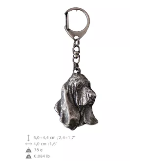 Basset Hound II - Porte-clés argenté avec chien, décoration de sac à main, pendentif de sac à dos par la marque Art-Dog