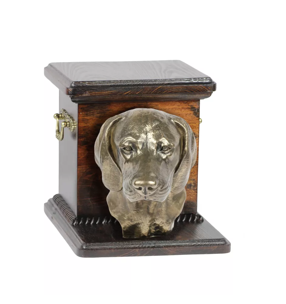 Bavarian Mountain Hound - urn for dog ashes with a statuette, elegant urn for a dog, unique urn with a bust of a dog by Art-Dog brand
