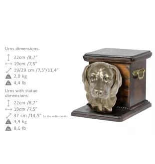 Bavarian Mountain Hound - urn for dog ashes with a statuette, elegant urn for a dog, unique urn with a bust of a dog by Art-Dog brand