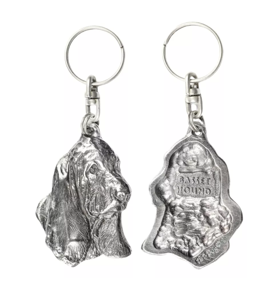 Basset Hound II - Silver-plated dog pendant, handbag decoration, backpack pendant by Art-Dog brand