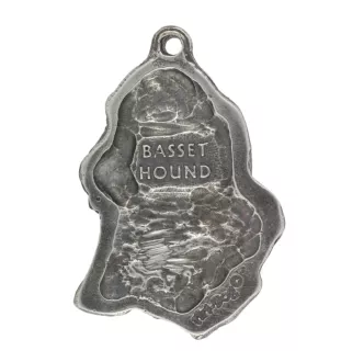Basset Hound II - Silver-plated dog pendant, handbag decoration, backpack pendant by Art-Dog brand