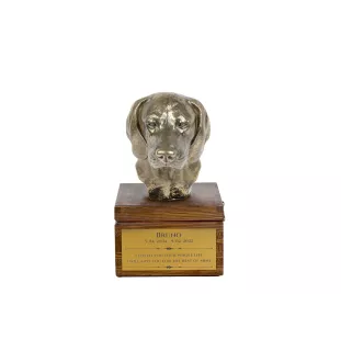 Chien de rouge de Bavière - une urne avec une gravure et une sculpture de chien, un dernier adieu, un produit fait à la main de la marque Art-Dog