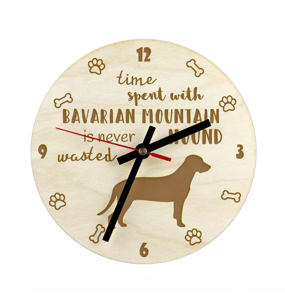 Chien de rouge de Bavière - horloge avec chien, horloge en bois, horloge murale pour les amoureux des chiens, horloge de bureau et étagère, Art-Dog